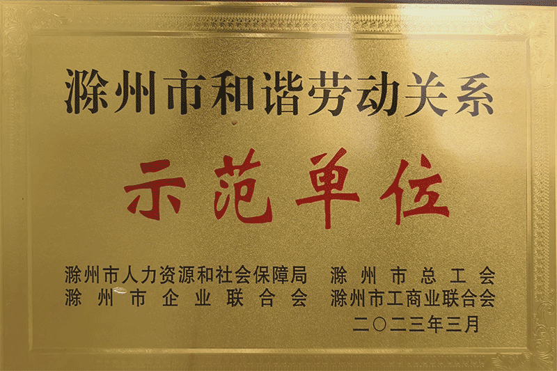 滁州市和諧勞動關系示范單位